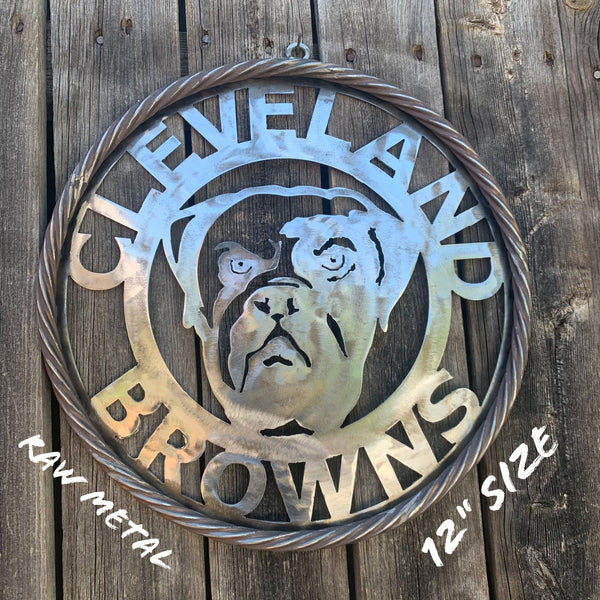 CLEVELAND BROWNS RAW METAL CUSTOM VINTAGE CRAFT ART HANDMADE RUSTIC BLACK