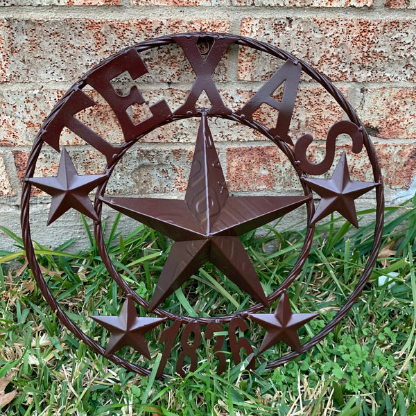 16",24",32",50" RUSTIC BROWN TEXAS 1836 BARN STAR METAL ART WESTERN HOME DECOR VINTAGE RUSTIC DARK BROWN NEW