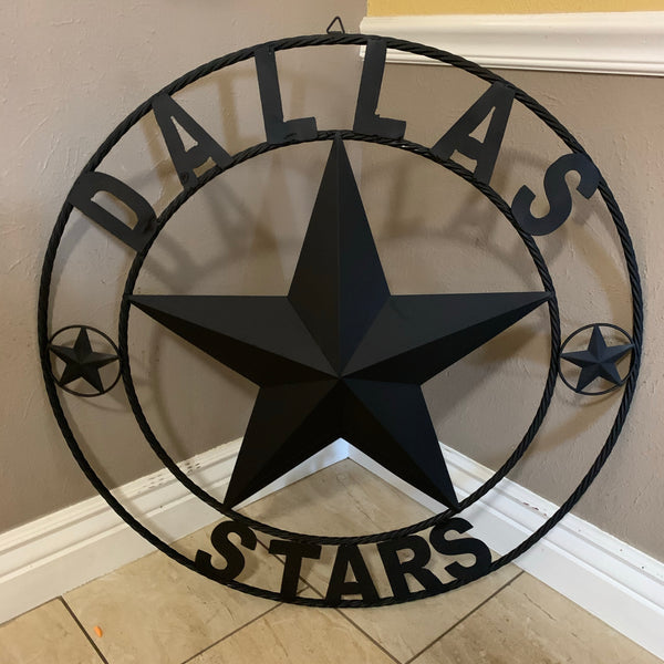 DALLAS STARS RUSTIC BLACK LONE STAR METAL HOCKEY TEAM WESTERN HOME DECOR CRAFT