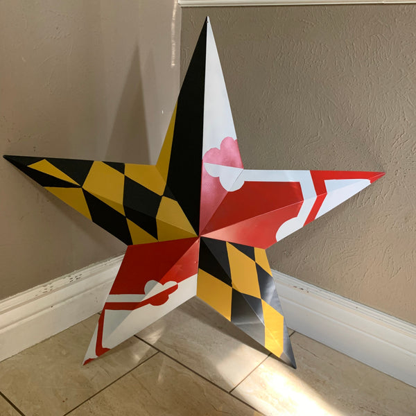 #EH10423 MARYLAND FLAG BARN METAL STAR WESTERN HOME DECOR HANDMADE 22",24",30",36"