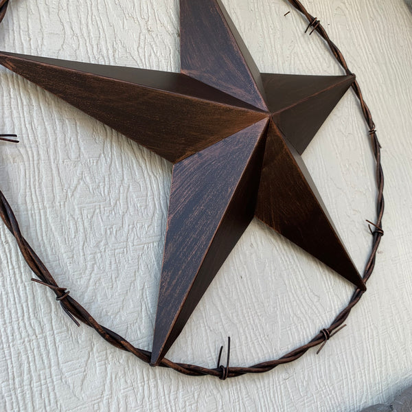 24" BARBWIRE TWISTED RING METAL WALL ART WESTERN HOME DECOR RUSTIC BRONZE COPPER #A10024