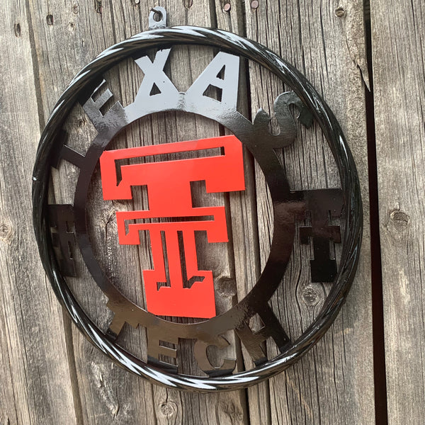 TEXAS TECH CUSTOM METAL VINTAGE CRAFT SIGN WESTERN HOME DECOR HANDMADE 12",18",24",32",36"