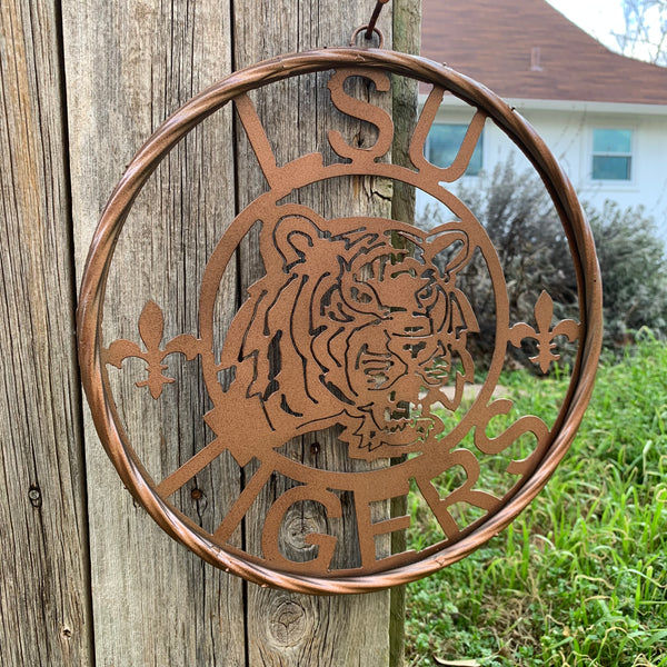 12" LSU TIGERS CUSTOM METAL VINTAGE CRAFT WESTERN HOME DECOR NEW