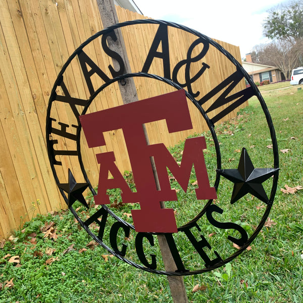 12", 18", 24", 32" TEXAS A&M AGGIES STARS METAL CUSTOM VINTAGE CRAFT WALL ART TEAM SIGN HANDMADE