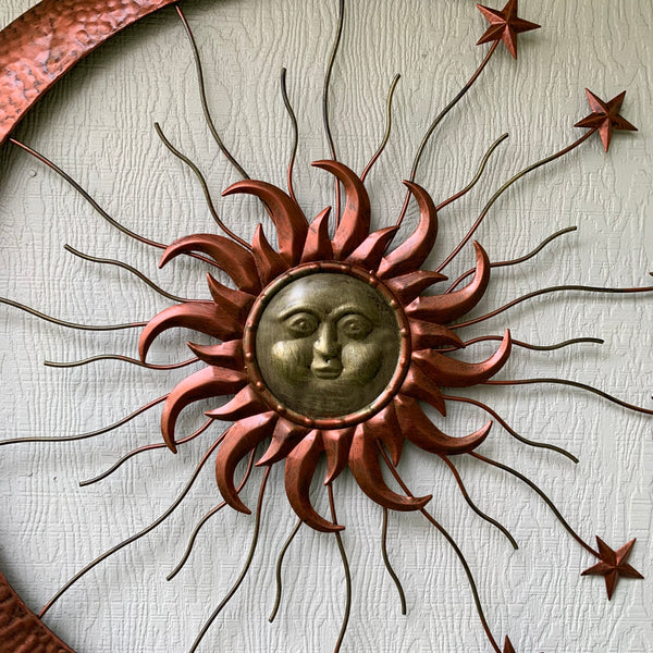 36" SUN MOON STARS METAL WALL WESTERN HOME DECOR NEW