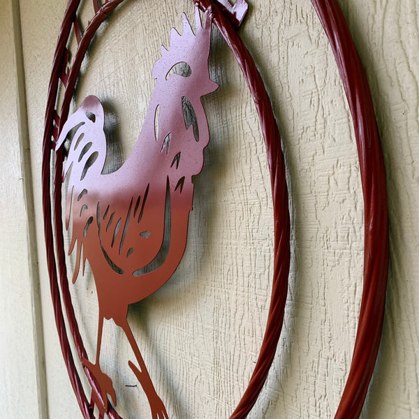 YOUR CUSTOM NAME RED ROOSTER LASERCUT METAL ART WITH RING DESIGN WESTERN METAL ANIMAL ART HOME WALL DECOR BRAND NEW