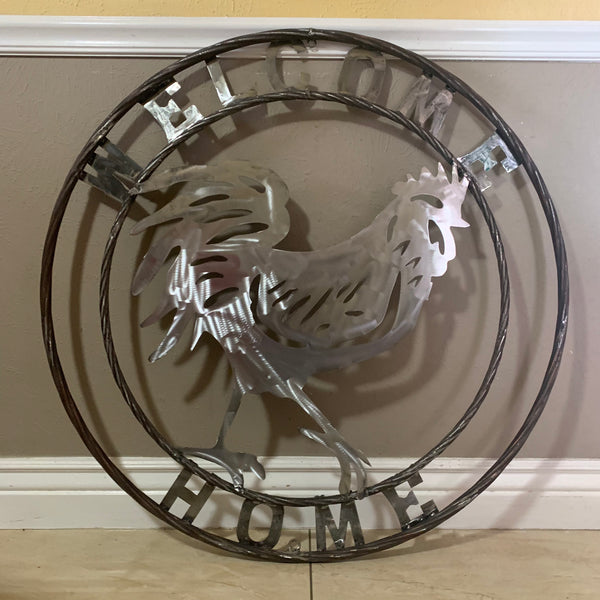 YOUR CUSTOM NAME ROOSTER LASERCUT RAW METAL ART WITH RING DESIGN WESTERN METAL ANIMAL ART HOME WALL DECOR BRAND NEW