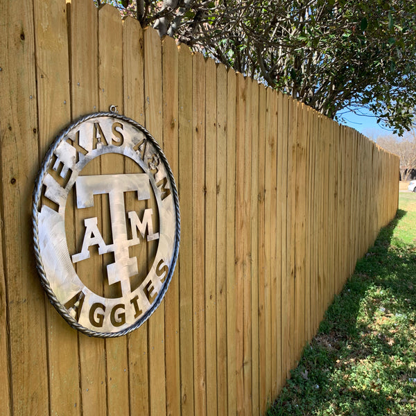 24" TEXAS A&M WIDE BAND RAW METAL CUSTOM VINTAGE CRAFT WALL ART TEAM SIGN HANDMADE