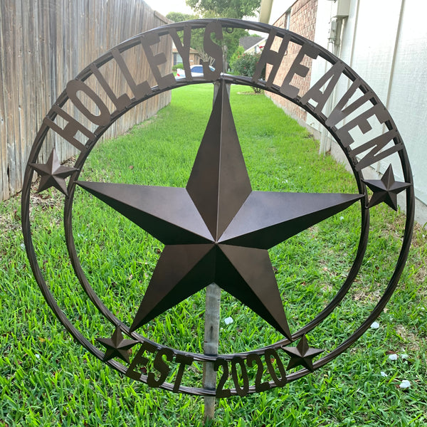 KOLET FAMILY STYLE YOUR CUSTOM FAMILY NAME STAR METAL BARN STAR ROPE RING KOLET FAMILY WESTERN HOME DECOR VINTAGE RUSTIC BROWN NEW HANDMADE 24",32",34",36",40",42",44",46",50"