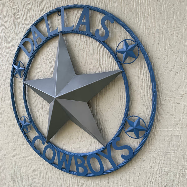 DALLAS COWBOYS LIGHT BLUE & SILVER DECOR METAL ART WESTERN HOME WALL DECOR SIZE:24",32",36",40",42",44",46",50"