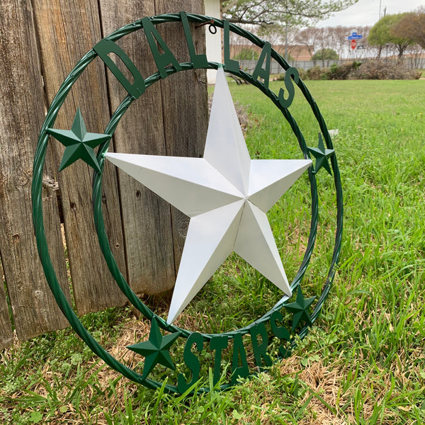DALLAS STARS BARN LONE STAR METAL HOCKEY TEAM WESTERN HOME DECOR CRAFT RUSTIC GREEN & WHITE