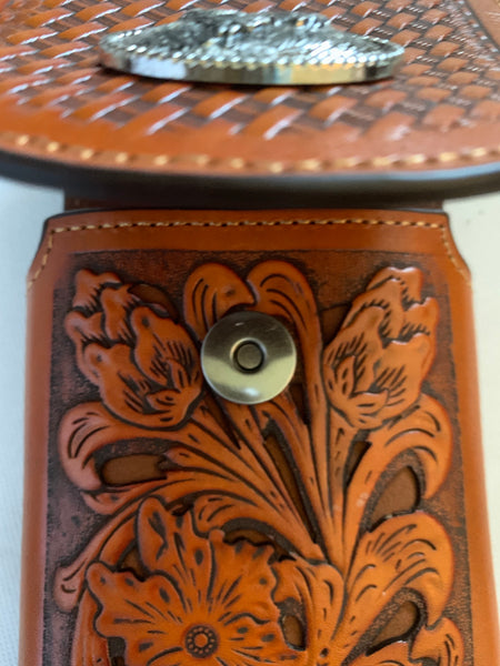 L_2069-1  7" ROOSTER TAN BROWN LEATHER POUCH EXTRA LARGE  BELT LOOP HOLSTER CELL PHONE CASE UNIVERSAL OVERSIZE