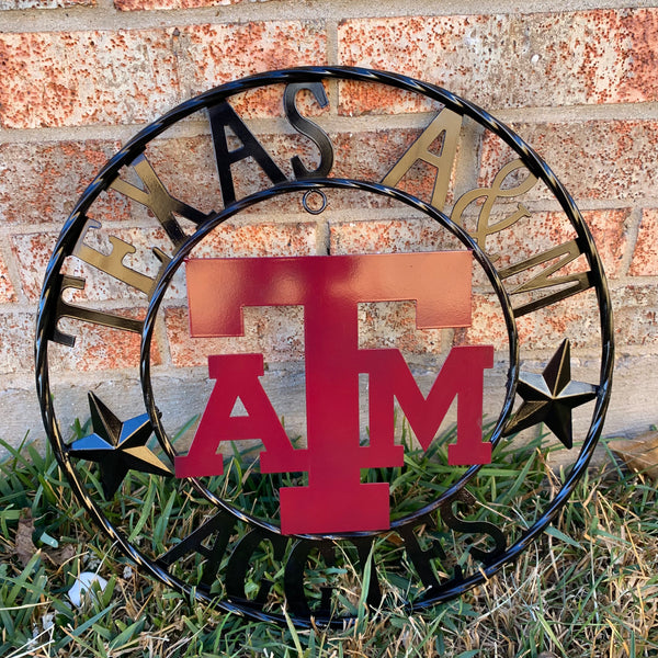 TEXAS A&M WITH STARS CUSTOM METAL VINTAGE CRAFT SIGN WALL ART TEAM SIGN HANDMADE