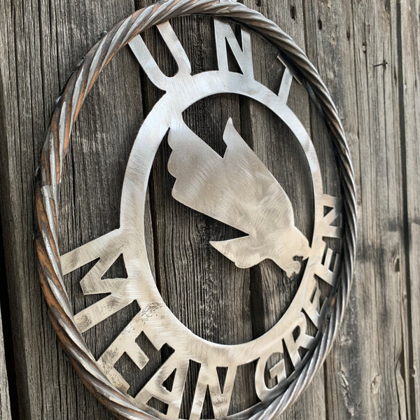 12", 18", 24", 32" UNT MEAN GREEN RAW METAL CUSTOM VINTAGE CRAFT WALL ART TEAM SIGN HANDMADE