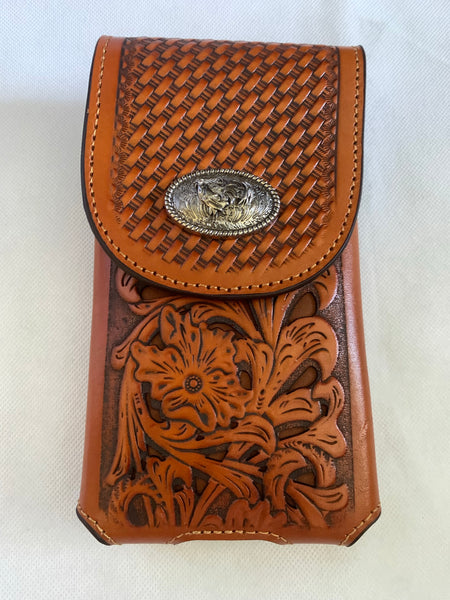 L_2069-1  7" ROOSTER TAN BROWN LEATHER POUCH EXTRA LARGE  BELT LOOP HOLSTER CELL PHONE CASE UNIVERSAL OVERSIZE