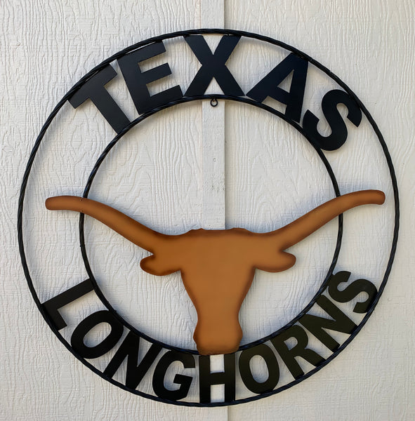 TEXAS LONGHORNS CUSTOM METAL VINTAGE CRAFT TEAM SIGN WESTERN HOME DECOR HANDMADE #EH90072