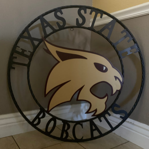 12",18",24",32",36" TEXAS STATE BOBCATS CUSTOM METAL VINTAGE CRAFT TEAM SIGN WESTERN HOME DECOR HANDMADE