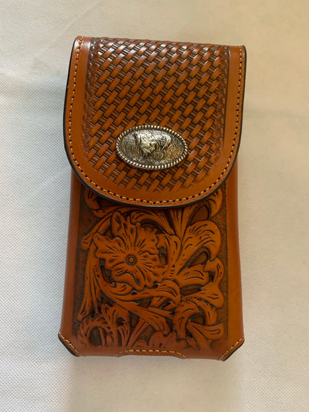 L_2069-1  7" ROOSTER TAN BROWN LEATHER POUCH EXTRA LARGE  BELT LOOP HOLSTER CELL PHONE CASE UNIVERSAL OVERSIZE
