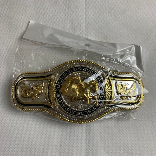 6.5" X 3.5" HORSE BELT BUCKLE GOLD SILVER BLACK WESTERN BUCKLE FASHION ART NEW #EH12271