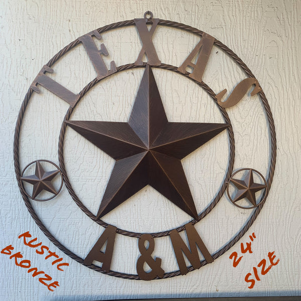 #EH11168 TEXAS A&M BRONZE COPPER METAL LONE STAR TEAM STAR WESTERN HOME DECOR HANDMADE NEW