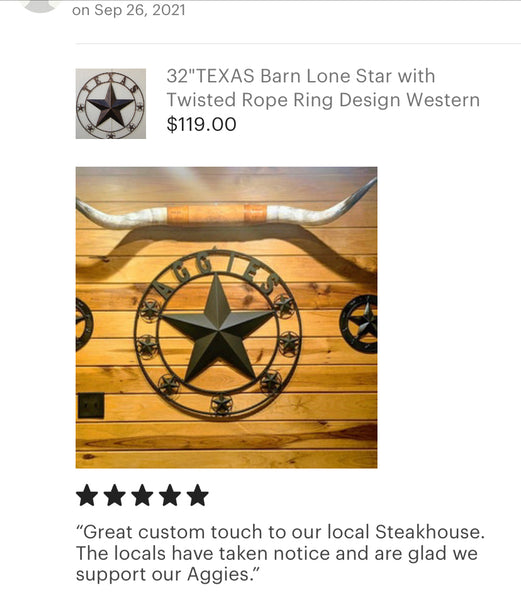 AGGIES TEXAS A&M BARN LONE STAR METAL CUSTOM VINTAGE CRAFT TEAM STAR WESTERN HOME DECOR HANDMADE 24",32",36",40",42",44",46",50"