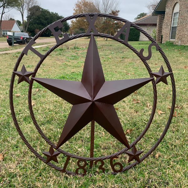 36" TEXAS 1836 BROWN BARN STAR METAL ART WESTERN HOME DECOR VINTAGE RUSTIC CRAFT ART