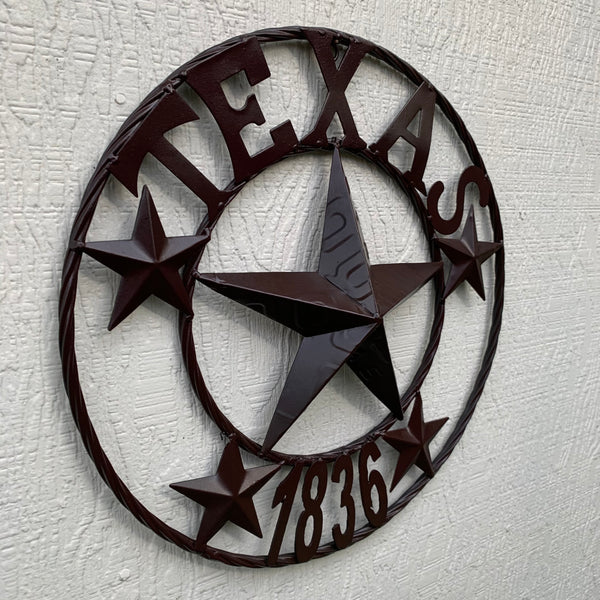 16",24",32",50" RUSTIC BROWN TEXAS 1836 BARN STAR METAL ART WESTERN HOME DECOR VINTAGE RUSTIC DARK BROWN NEW