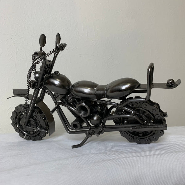 12" HARLEY STYLE MOTORCYCLE GUN METAL WESTERN HOME BAR DECOR NEW