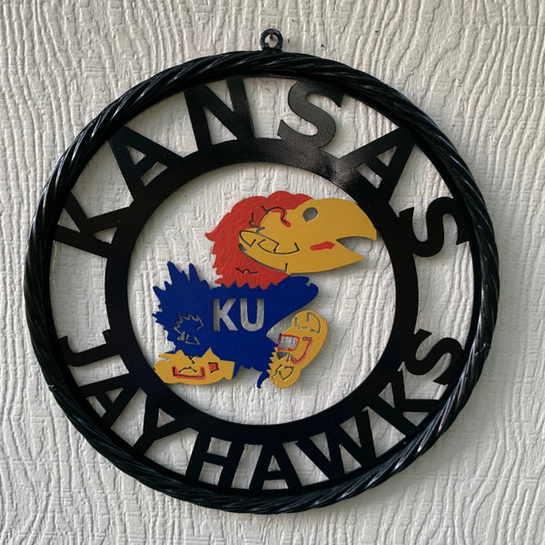 KANSAS JAYHAWKS METAL CUSTOM VINTAGE CRAFT WALL ART TEAM SIGN HANDMADE