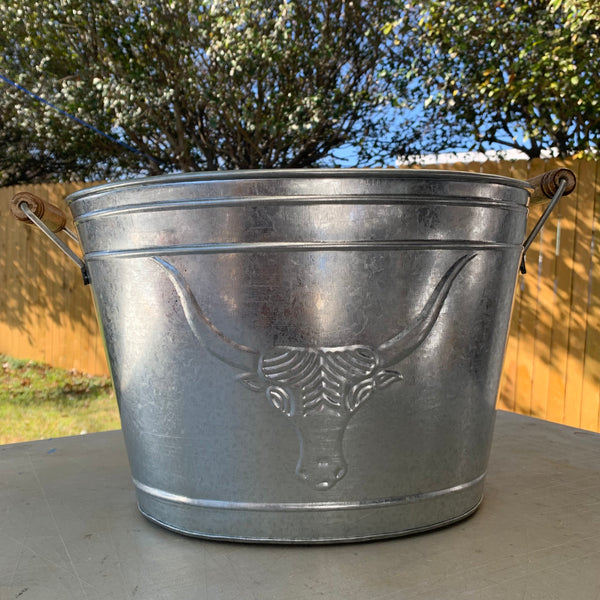 18" TEXAS LONGHORNS SILVER METAL OVAL TUB WESTERN HOME DECOR METAL ART NEW #EH10393