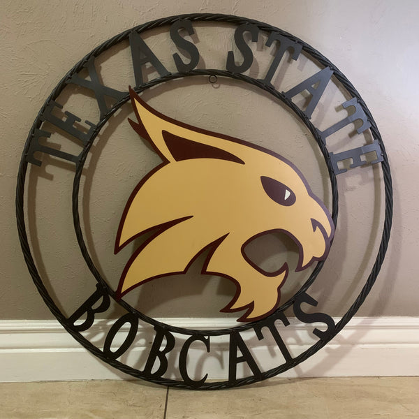 12",18",24",32",36" TEXAS STATE BOBCATS CUSTOM METAL VINTAGE CRAFT TEAM SIGN WESTERN HOME DECOR HANDMADE