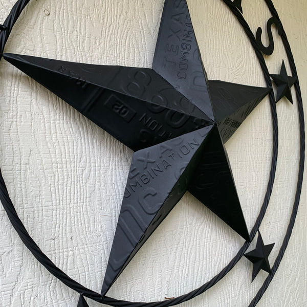 24", 32", 34", 40" TEXAS LICENSE PLATE RUSTIC BLACK BARN STAR METAL WALL WESTERN HOME DECOR RUSTIC TEXAS ART NEW