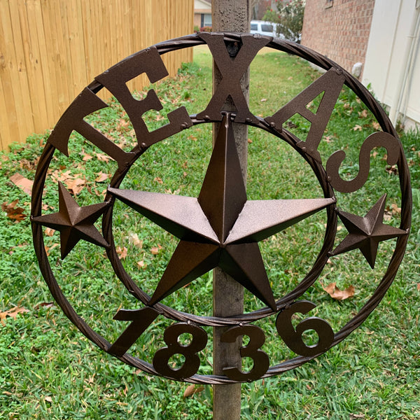 16" RUSTIC BRONZE TEXAS 1836 BARN LONE STAR METAL ART WESTERN HOME DECOR VINTAGE RUSTIC DARK BRONZE NEW