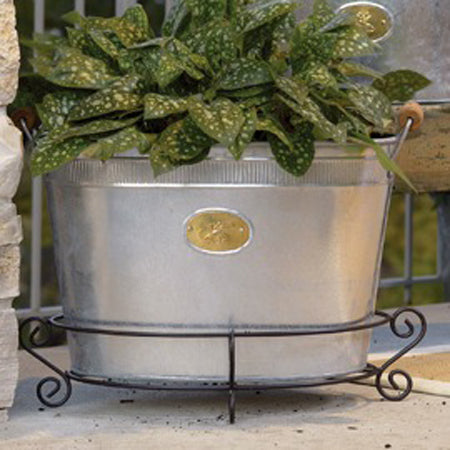 18" GALV. BEE OVAL TUB BUCKET METAL BUCKET WESTERN HOME DECOR NEW