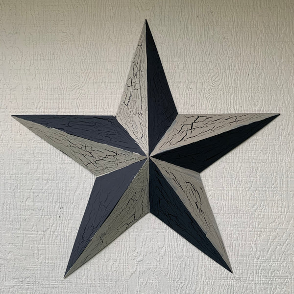 CRACKLE STYLE BEIGE & BLACK METAL BARN STAR METAL WALL ART WESTERN HOME DECOR RUSTIC NEW