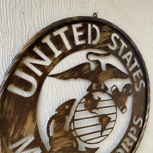 #EH10085 18",24",32" US MARINE CORPS MILITARY LASERCUT METAL PATRIOTIC WALL ART WESTERN HOME DECOR HANDMADE RUSTIC BRONZE COPPER