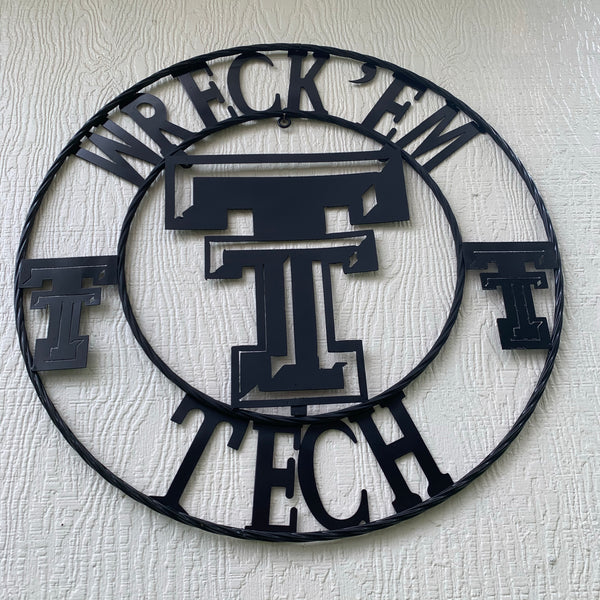 12", 18", 24", 32" WRECKEM TEXAS TECH METAL CUSTOM VINTAGE CRAFT TEAM SIGN HANDMADE