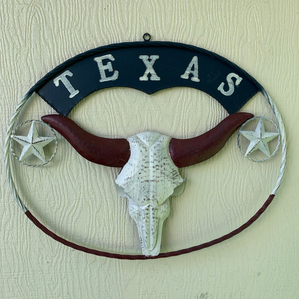 24" X 18" TEXAS LONGHORNS METAL ART WALL DECOR WESTERN HOME DECOR NEW