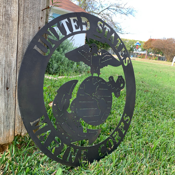 24" USA MARINE CORPS MILITARY LASERCUT BLACK CUSTOM VINTAGE METAL CRAFT WALL ART DECOR WESTERN HOME DECOR HANDMADE