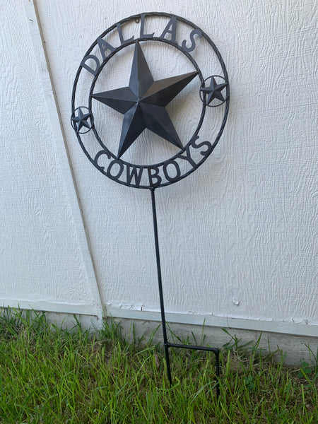 24" STAR & 34" STAKE DALLAS COWBOYS DECOR METAL ART WESTERN HOME WALL DECOR ALL RUSTIC BLACK STAR WITH 34" STAKE