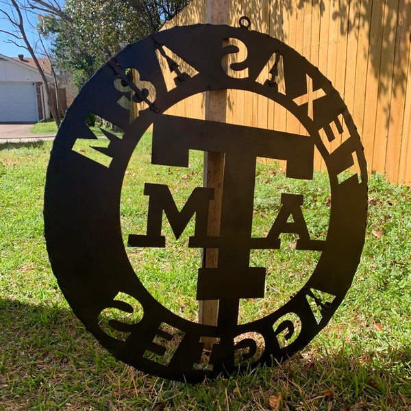 24" TEXAS A&M WIDE BAND RING CUSTOM METAL VINTAGE CRAFT SIGN TEAM HANDMADE