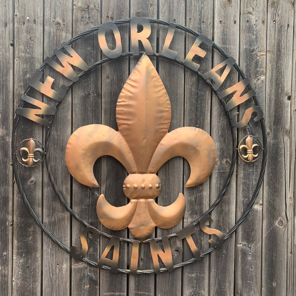 18", 24", 32" NEW ORLEANS SAINTS METAL SIGN WALL ART WESTERN HOME DECOR RUSTIC GOLD & BLACK ART NEW