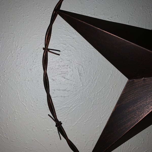 24" BARBWIRE TWISTED RING METAL WALL ART WESTERN HOME DECOR RUSTIC BRONZE COPPER #A10024