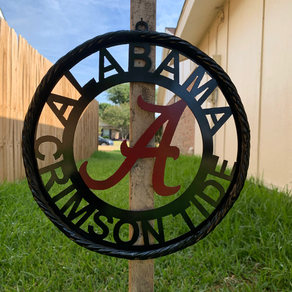 12" ALABAMA CRIMSON TIDE CUSTOM METAL VINTAGE CRAFT WALL ART TEAM SIGN