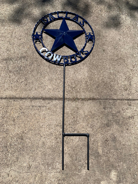 24" STAR & 34" STAKE DALLAS COWBOYS DECOR METAL ART WESTERN HOME WALL DECOR ALL NAVY BLUE STAR WITH 34" STAKE