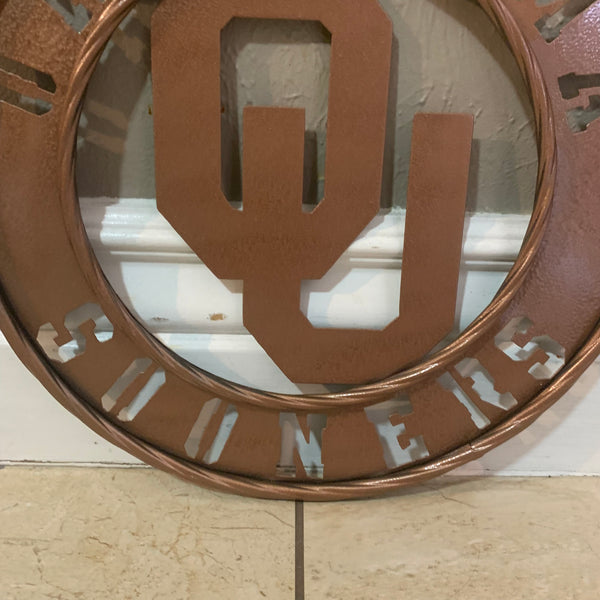 12",18",24",32" OU SOONERS HAMMERED COPPER CUSTOM METAL VINTAGE CRAFT TEAM SIGN HANDMADE CRAFT