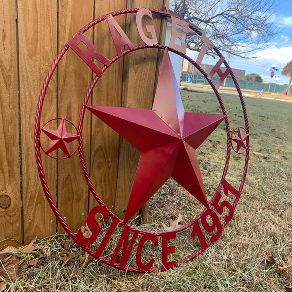 PHILLIPS STYLE YOUR CUSTOM STAR METAL NAME RUSTIC BURGUNDY RED PHILLIPS CUSTOM 3d STAR METAL NAME BARN STAR TWISTED ROPE RING DESIGN METAL WALL ART HOME DECOR ANY SIZE