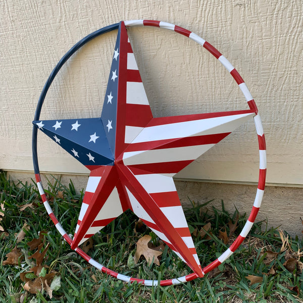 PEACE STAR METAL RED WHT BLUE STAR WESTERN HOME DECOR HANDMADE 12",16",24",32"36",38",40",48"
