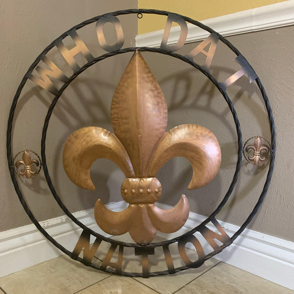 18", 24", 32" 36" WHO DAT NATION FLEUR DE LIS METAL WALL ART WESTERN HOME DECOR NEW