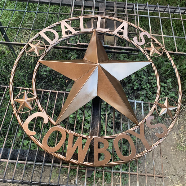 DALLAS COWBOYS BRONZE STAR METAL ART WESTERN HOME WALL DECOR, SIZE:24",32",36",40",42",44",46",50"